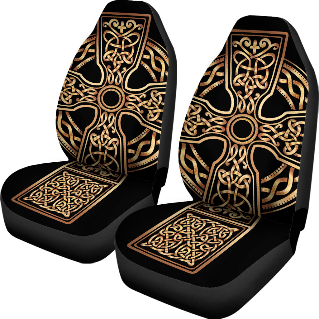 Gold Celtic Knot Cross Print Universal Fit Car Seat Covers