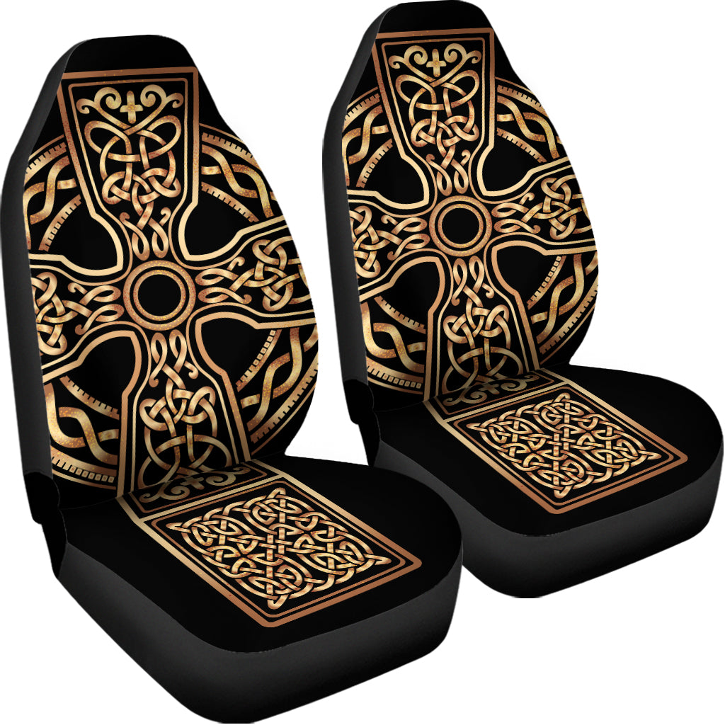 Gold Celtic Knot Cross Print Universal Fit Car Seat Covers