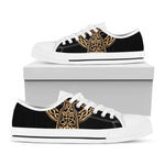 Gold Celtic Knot Cross Print White Low Top Shoes