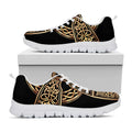 Gold Celtic Knot Cross Print White Running Shoes