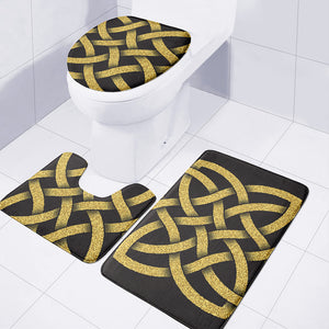 Gold Celtic Knot Symbol Print 3 Piece Bath Mat Set