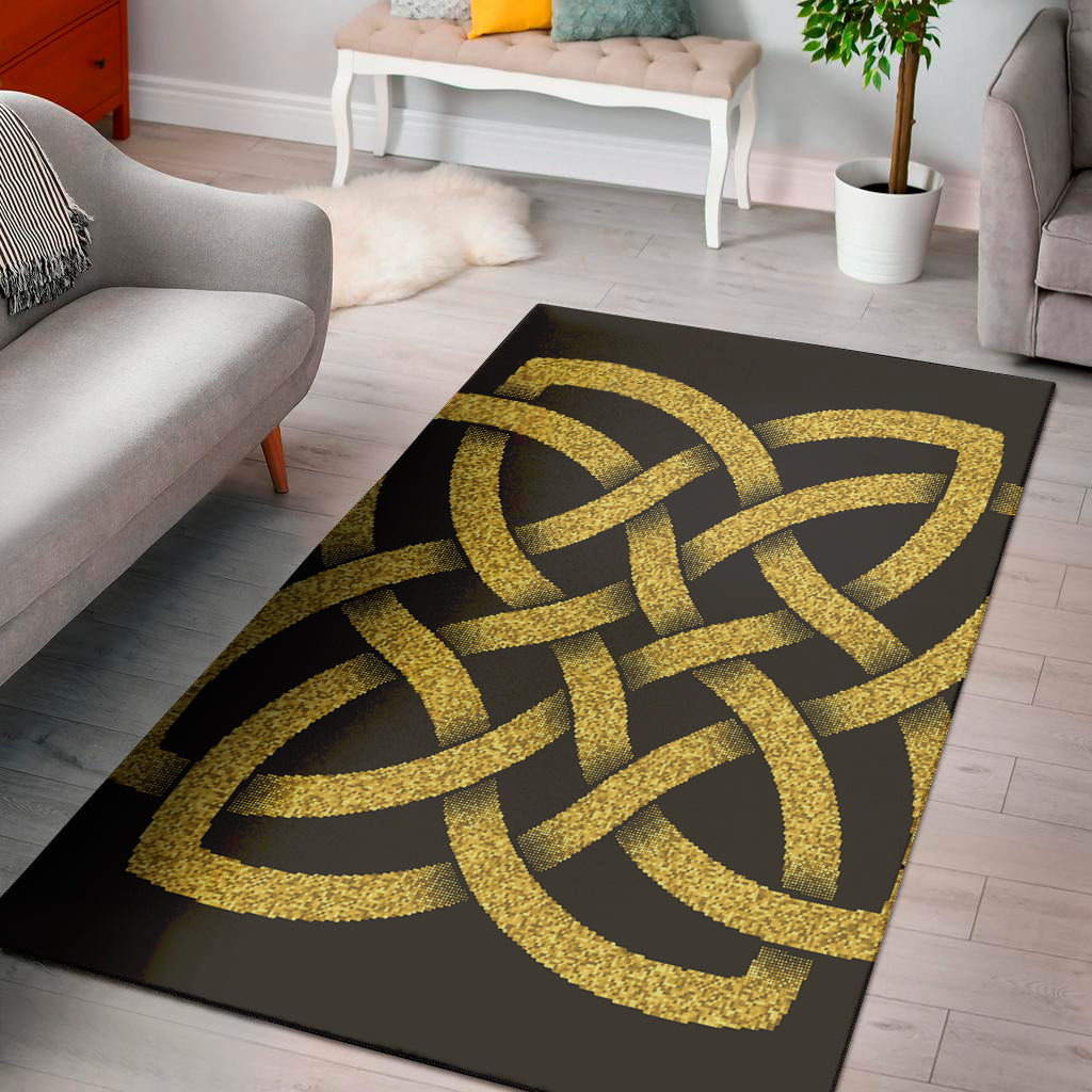 Gold Celtic Knot Symbol Print Area Rug