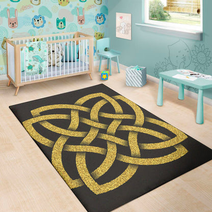 Gold Celtic Knot Symbol Print Area Rug