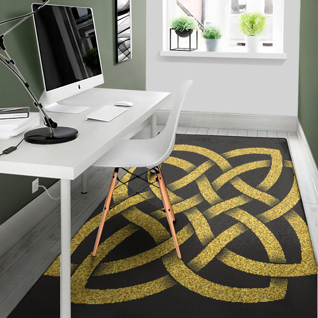 Gold Celtic Knot Symbol Print Area Rug
