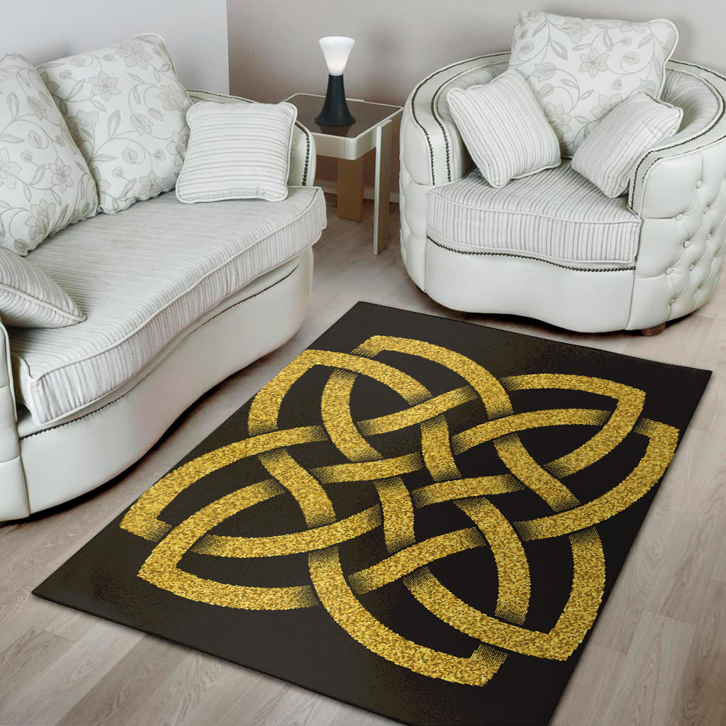 Gold Celtic Knot Symbol Print Area Rug
