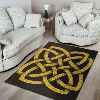 Gold Celtic Knot Symbol Print Area Rug