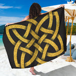 Gold Celtic Knot Symbol Print Beach Sarong Wrap