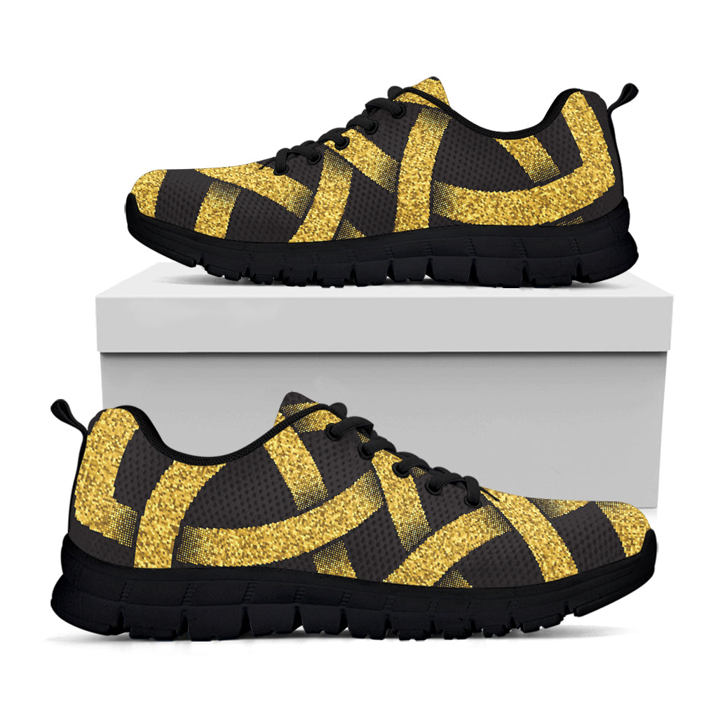 Gold Celtic Knot Symbol Print Black Sneakers