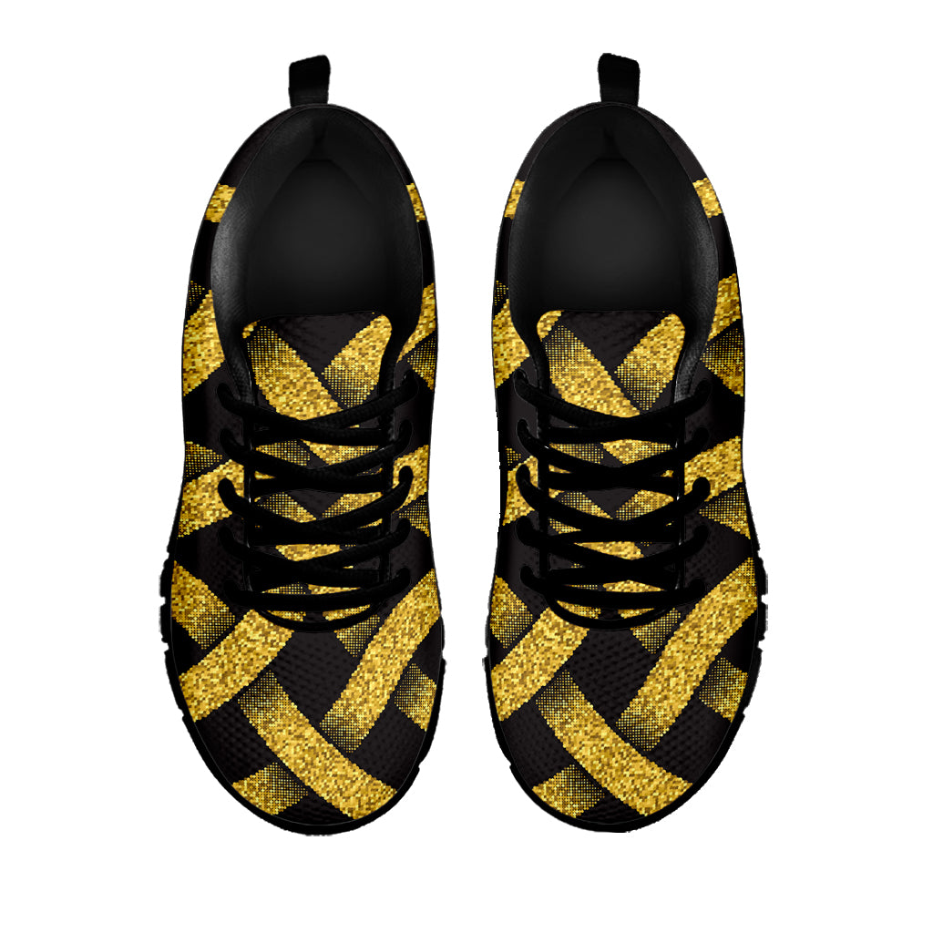 Gold Celtic Knot Symbol Print Black Sneakers