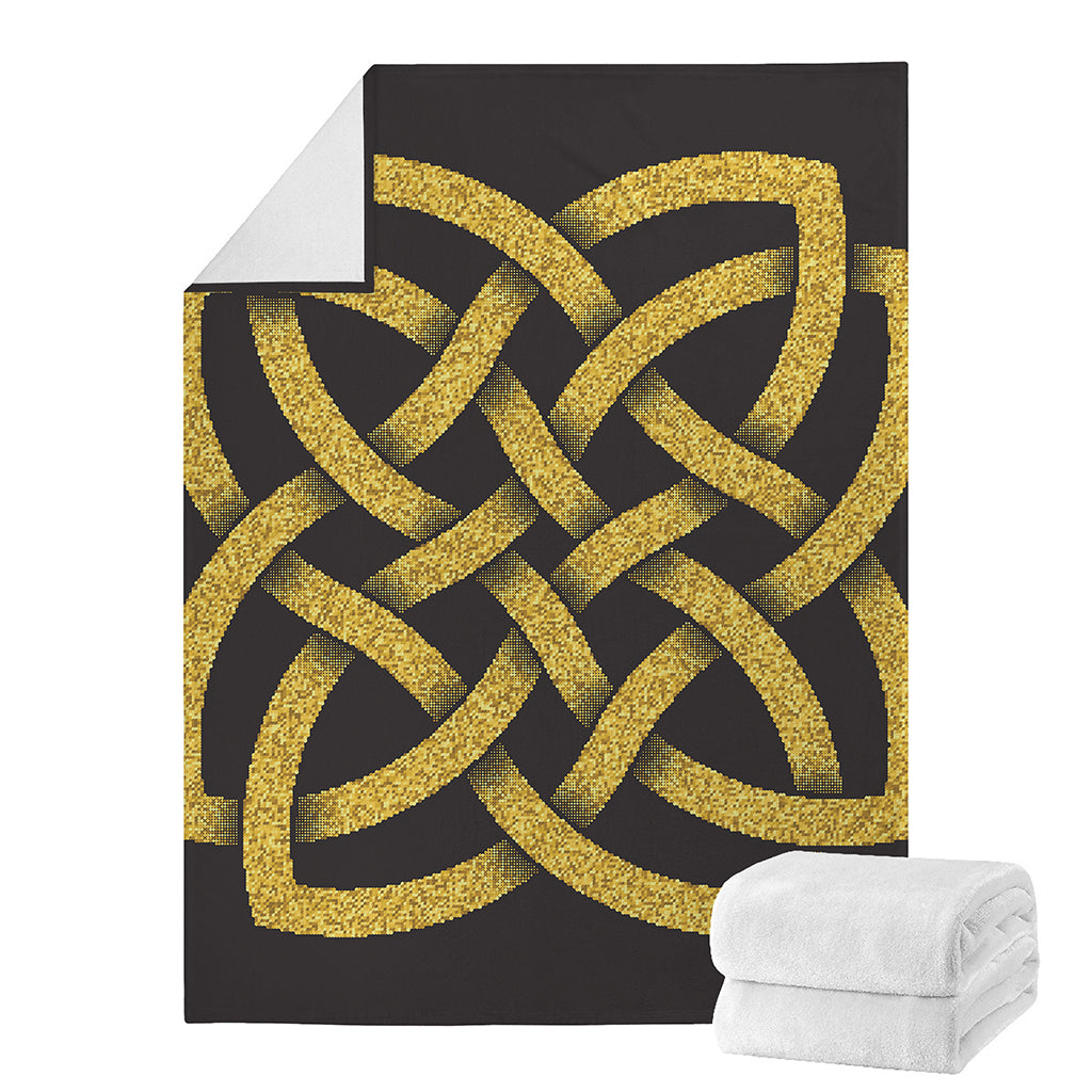 Gold Celtic Knot Symbol Print Blanket