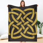 Gold Celtic Knot Symbol Print Blanket