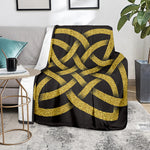 Gold Celtic Knot Symbol Print Blanket