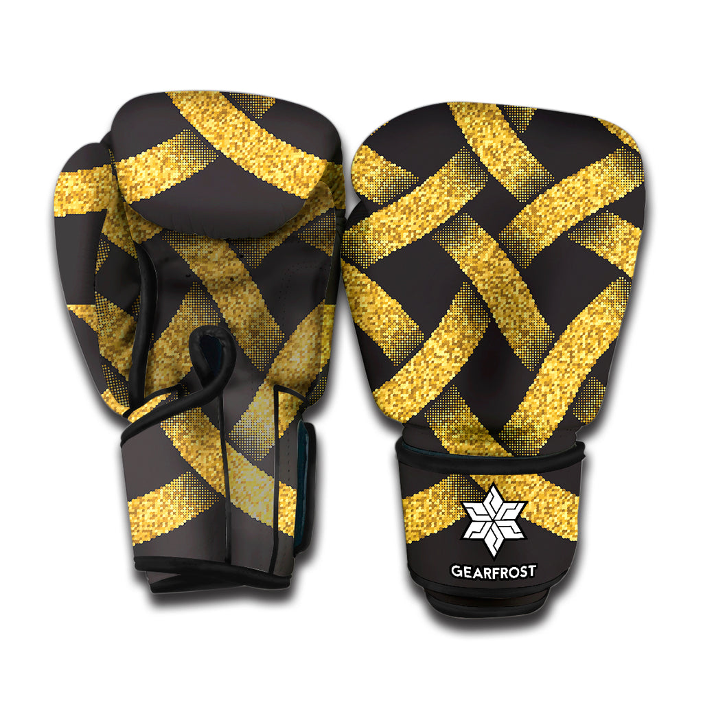 Gold Celtic Knot Symbol Print Boxing Gloves