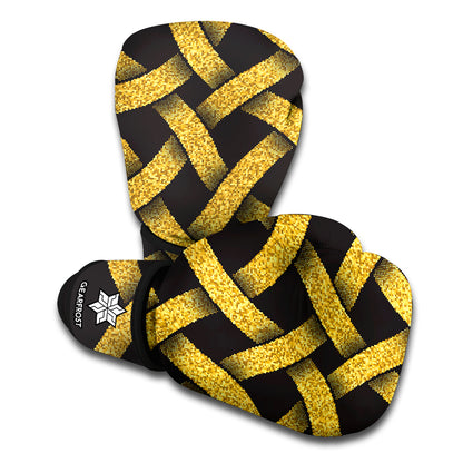 Gold Celtic Knot Symbol Print Boxing Gloves