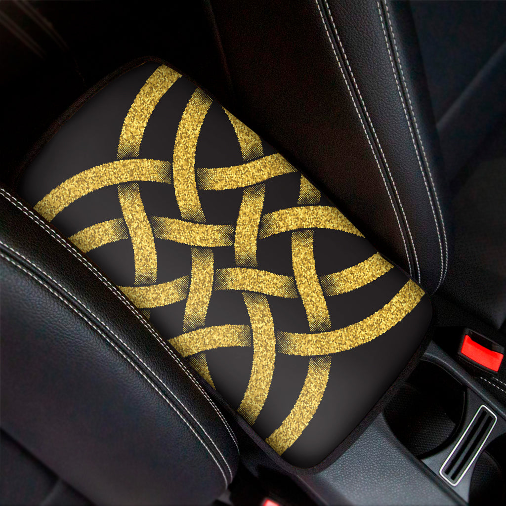 Gold Celtic Knot Symbol Print Car Center Console Cover