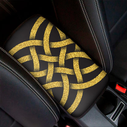 Gold Celtic Knot Symbol Print Car Center Console Cover