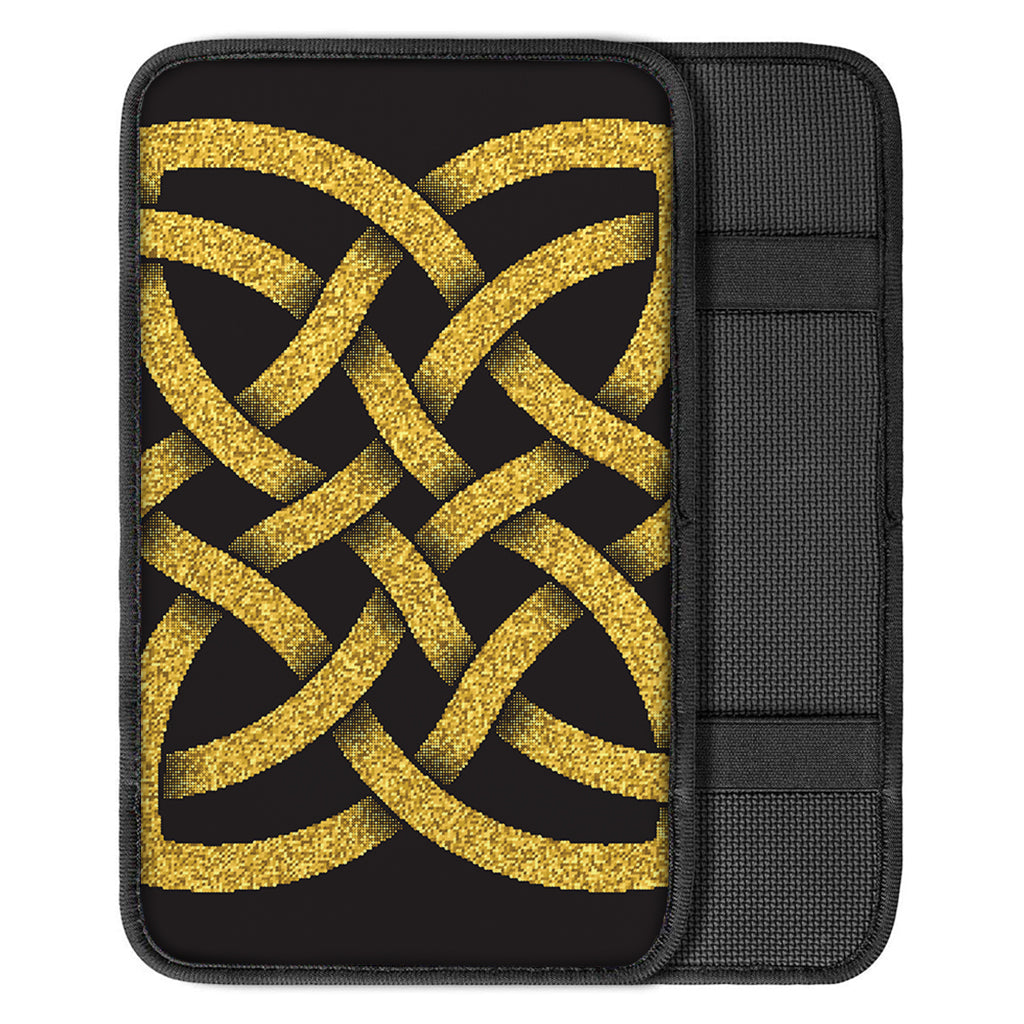Gold Celtic Knot Symbol Print Car Center Console Cover