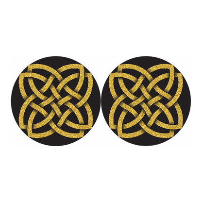 Gold Celtic Knot Symbol Print Car Coasters