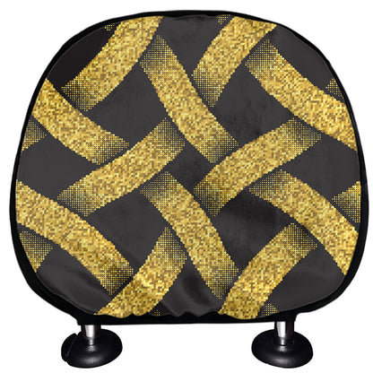 Gold Celtic Knot Symbol Print Car Headrest Covers