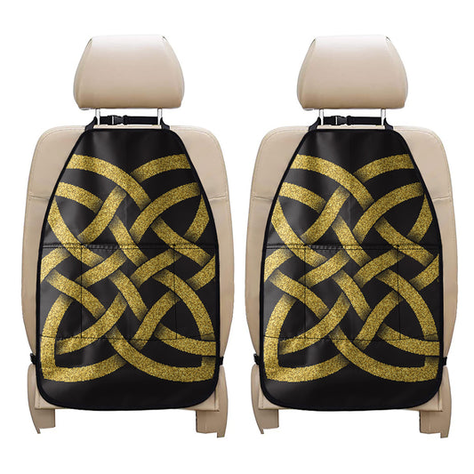 Gold Celtic Knot Symbol Print Car Seat Organizers