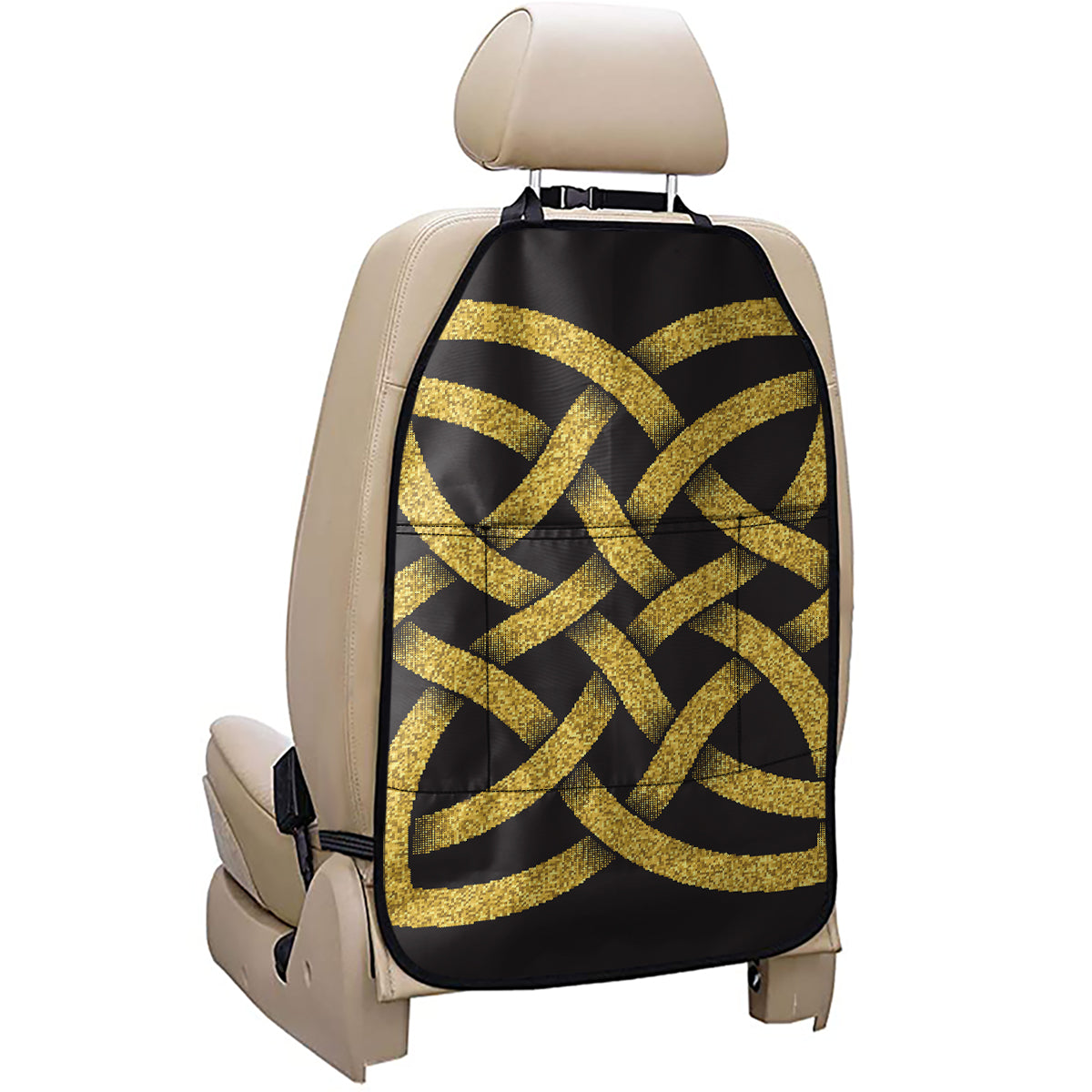 Gold Celtic Knot Symbol Print Car Seat Organizers