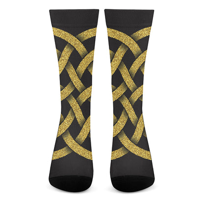 Gold Celtic Knot Symbol Print Crew Socks