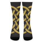 Gold Celtic Knot Symbol Print Crew Socks