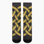 Gold Celtic Knot Symbol Print Crew Socks