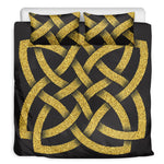 Gold Celtic Knot Symbol Print Duvet Cover Bedding Set