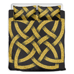 Gold Celtic Knot Symbol Print Duvet Cover Bedding Set