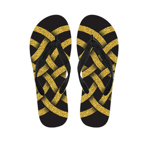 Gold Celtic Knot Symbol Print Flip Flops