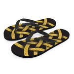 Gold Celtic Knot Symbol Print Flip Flops