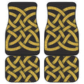 Gold Celtic Knot Symbol Print Front and Back Car Floor Mats