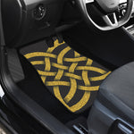 Gold Celtic Knot Symbol Print Front and Back Car Floor Mats