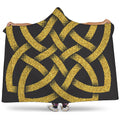 Gold Celtic Knot Symbol Print Hooded Blanket