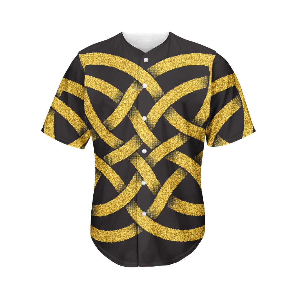 Gold Celtic Knot Symbol Print Men's Baseball Jersey