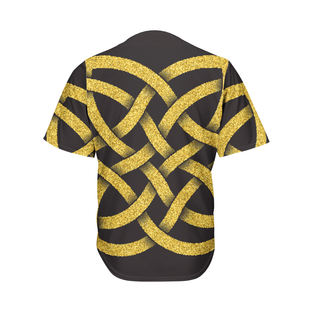 Gold Celtic Knot Symbol Print Men's Baseball Jersey