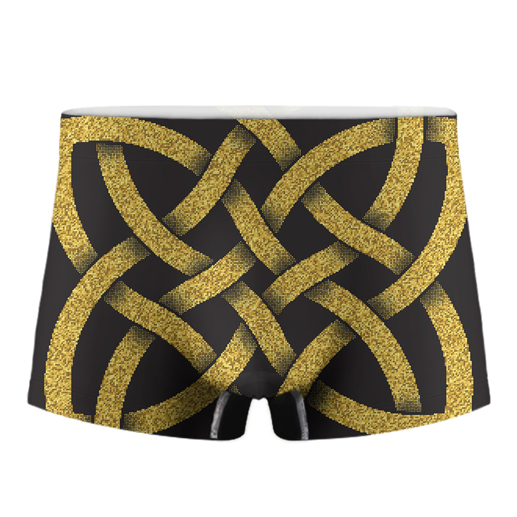Gold Celtic Knot Symbol Print Men's Boxer Briefs