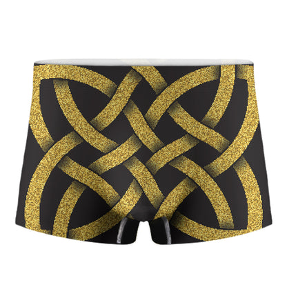 Gold Celtic Knot Symbol Print Men's Boxer Briefs