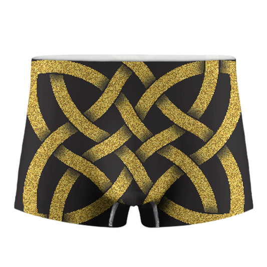 Gold Celtic Knot Symbol Print Men's Boxer Briefs