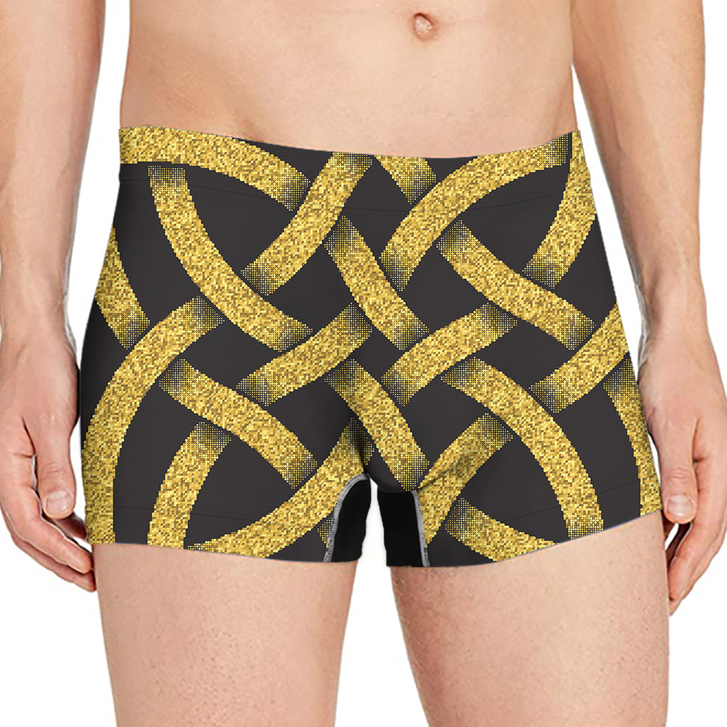 Gold Celtic Knot Symbol Print Men's Boxer Briefs