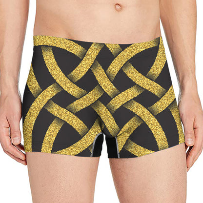 Gold Celtic Knot Symbol Print Men's Boxer Briefs