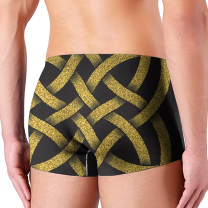 Gold Celtic Knot Symbol Print Men's Boxer Briefs