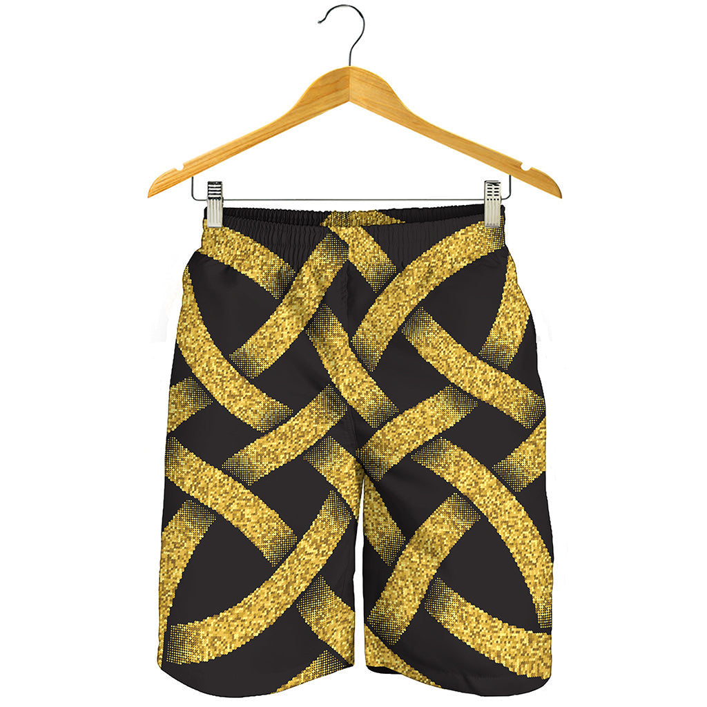 Gold Celtic Knot Symbol Print Men's Shorts
