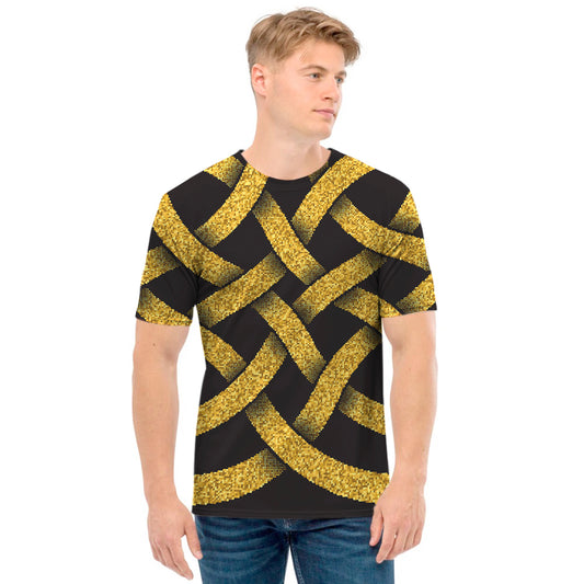 Gold Celtic Knot Symbol Print Men's T-Shirt