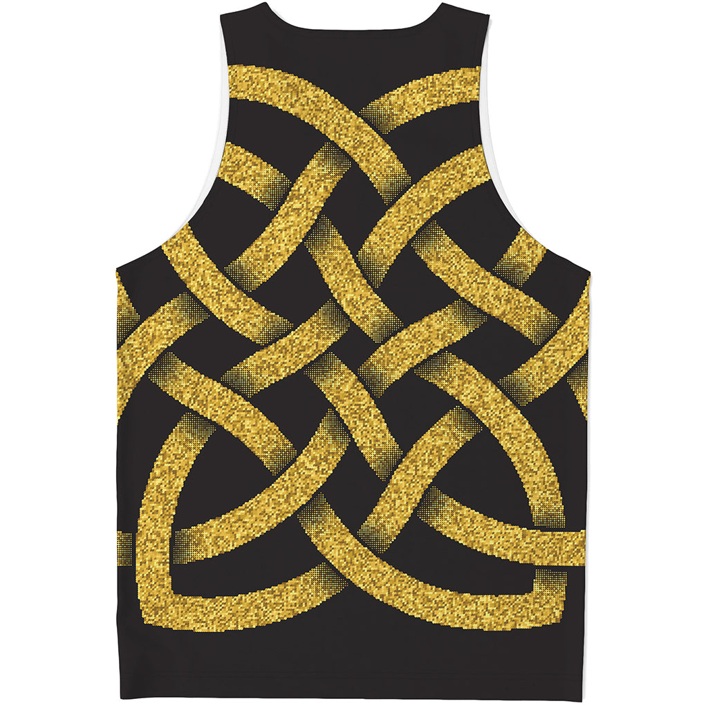 Gold Celtic Knot Symbol Print Men's Tank Top
