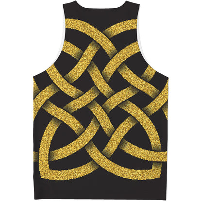 Gold Celtic Knot Symbol Print Men's Tank Top