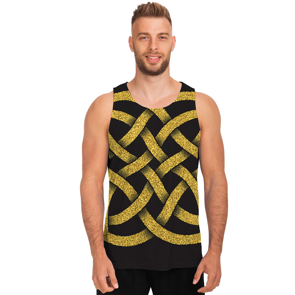 Gold Celtic Knot Symbol Print Men's Tank Top