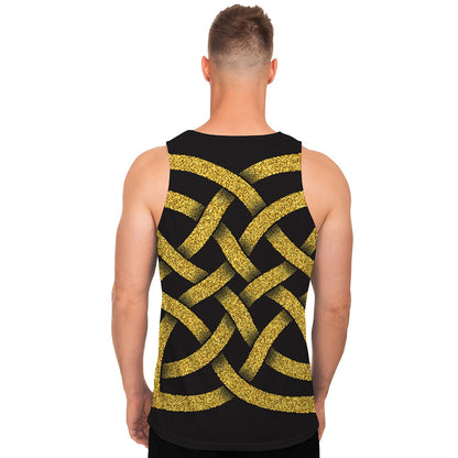 Gold Celtic Knot Symbol Print Men's Tank Top
