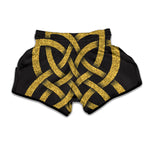 Gold Celtic Knot Symbol Print Muay Thai Boxing Shorts